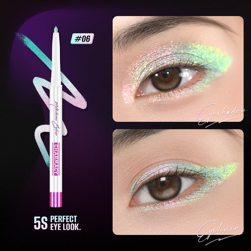 CHARMACY Chameleon Chrome Eyeliner, Multichrome Shifting Colors Metallic Glitter Eye Makeup, Waterproof Smudgeproof Gel Eyeliner, Long Lasting Wear, Vegan & Cruelty Free #03 - Image 3